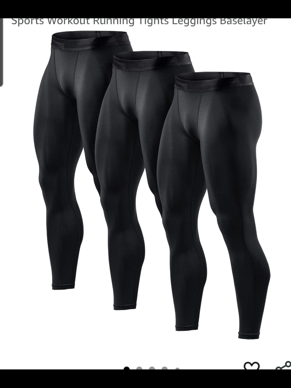 Tesla Men's Black Compression Base Layer Leggings - 3 Pack